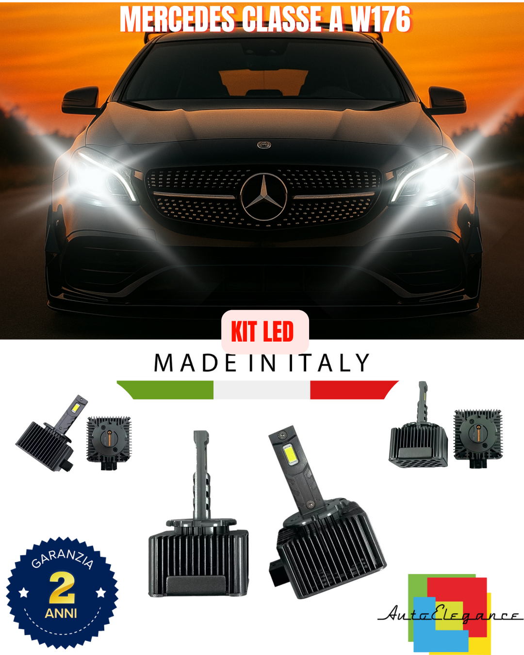 💖 KIT LED LAMPADE ANABBAGLIANTI D1S 6000K ADATTO PER MERCEDES CLASSE A W176 💖