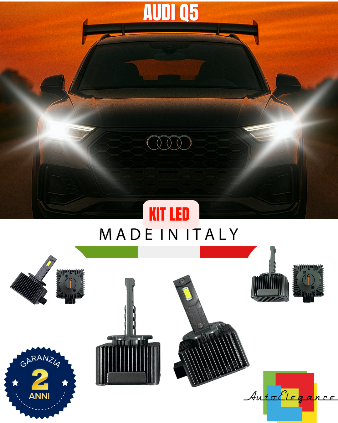 💖 KIT LED LAMPADE ANABBAGLIANTI D5S 6000K ADATTO PER AUDI Q5 💖