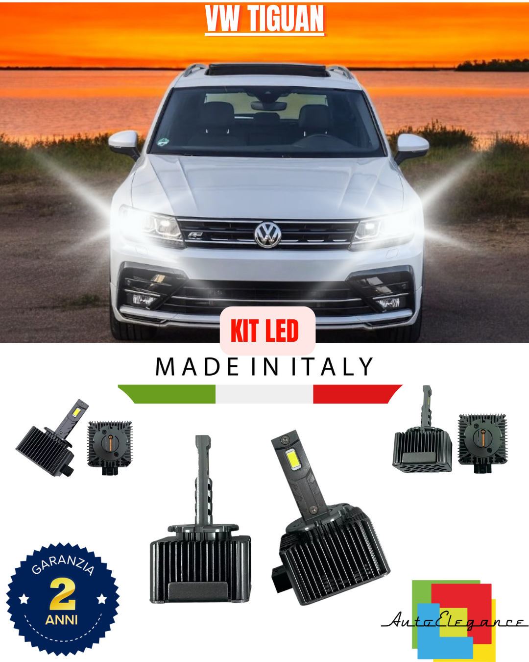 💕 KIT LED LAMPADE ANABBAGLIANTI D1S LED 6000K ADATTO PER VW TIGUAN 💕