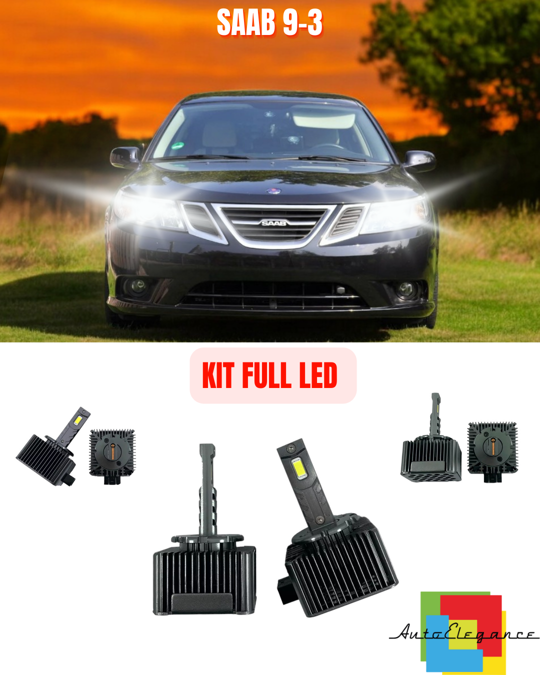⭐KIT LED LAMPADE ANABBAGLIANTI D1S LED 6000K ADATTO PER SAAB 9-3 ⭐