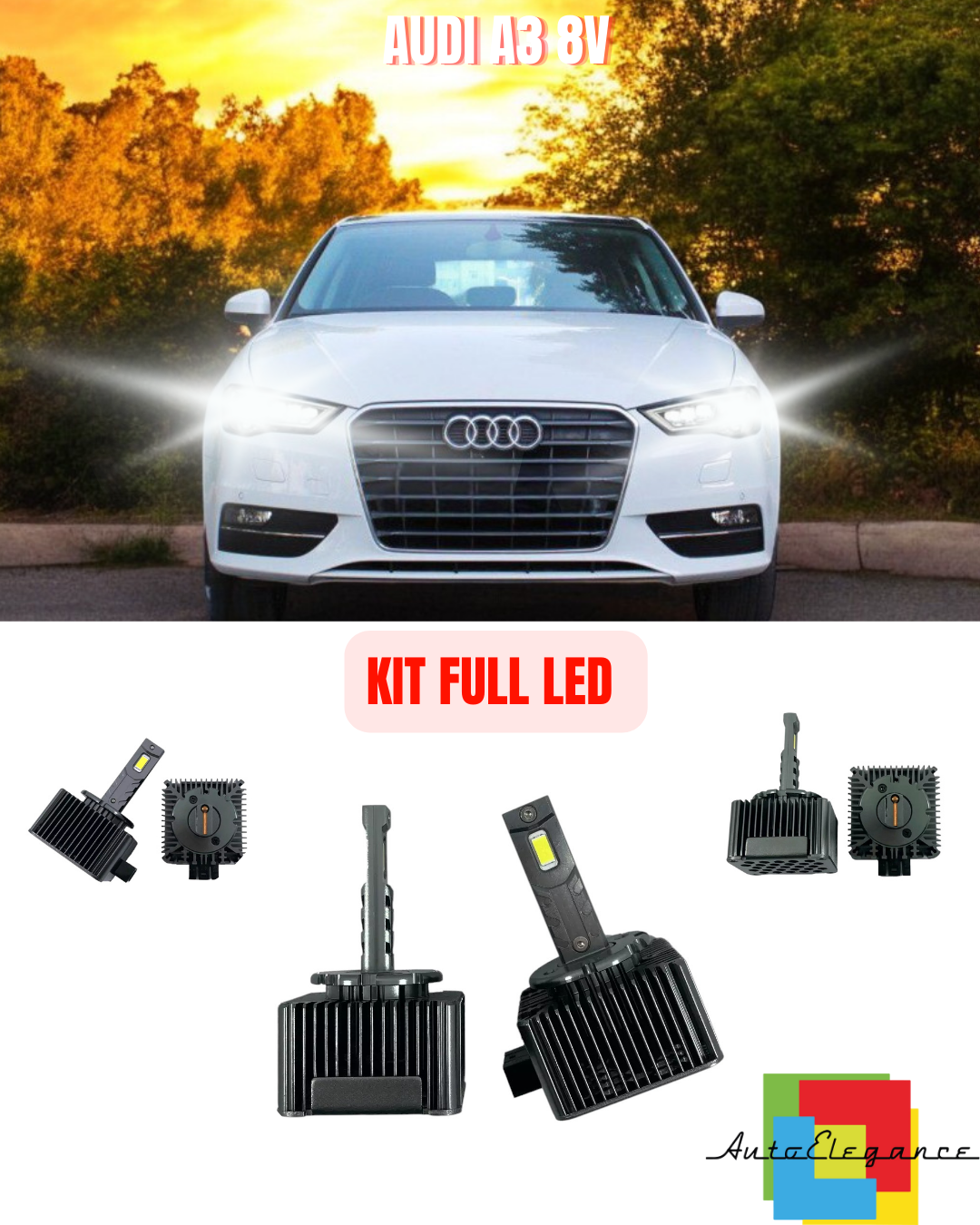 ⭐KIT LED LAMPADE ANABBAGLIANTI D3S LED 6000K ADATTO PER AUDI A3 8V ⭐