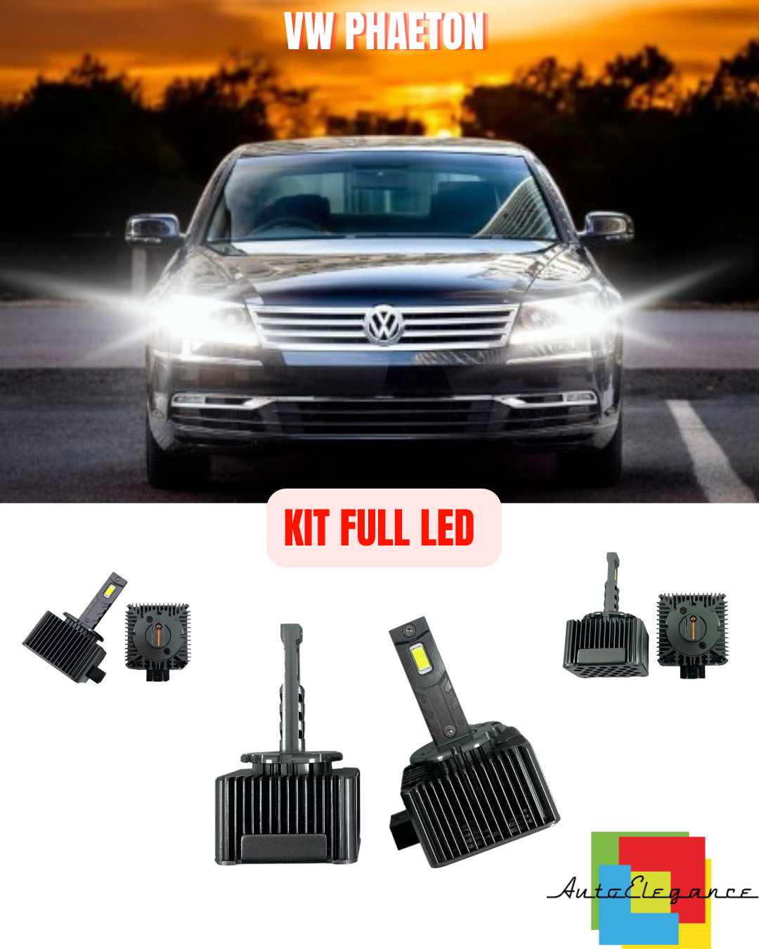 ⭐KIT LED LAMPADE ANABBAGLIANTI D3S LED 6000K ADATTO PER VW PHAETON ⭐