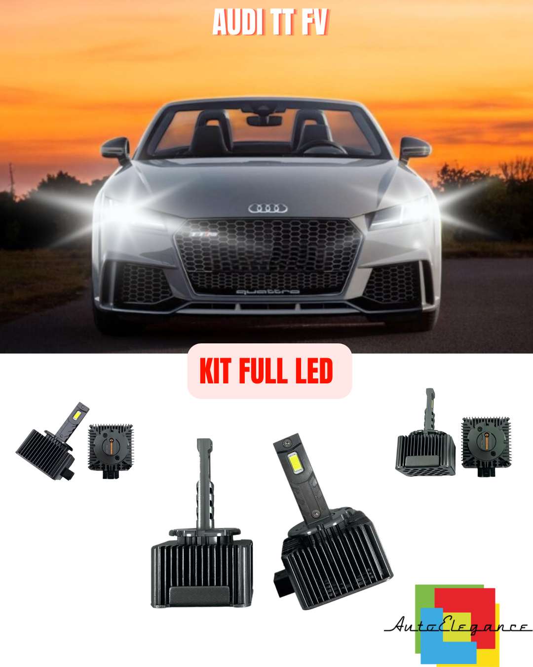 ⭐KIT LED LAMPADE ANABBAGLIANTI D5S LED 6000K ADATTO PER AUDI TT FV ⭐