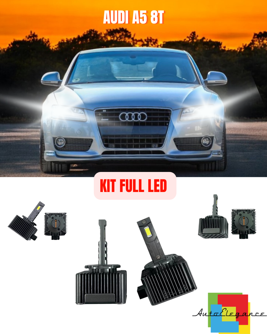 ⭐KIT LED LAMPADE ANABBAGLIANTI D3S LED 6000K ADATTO PER AUDI A5 8T⭐
