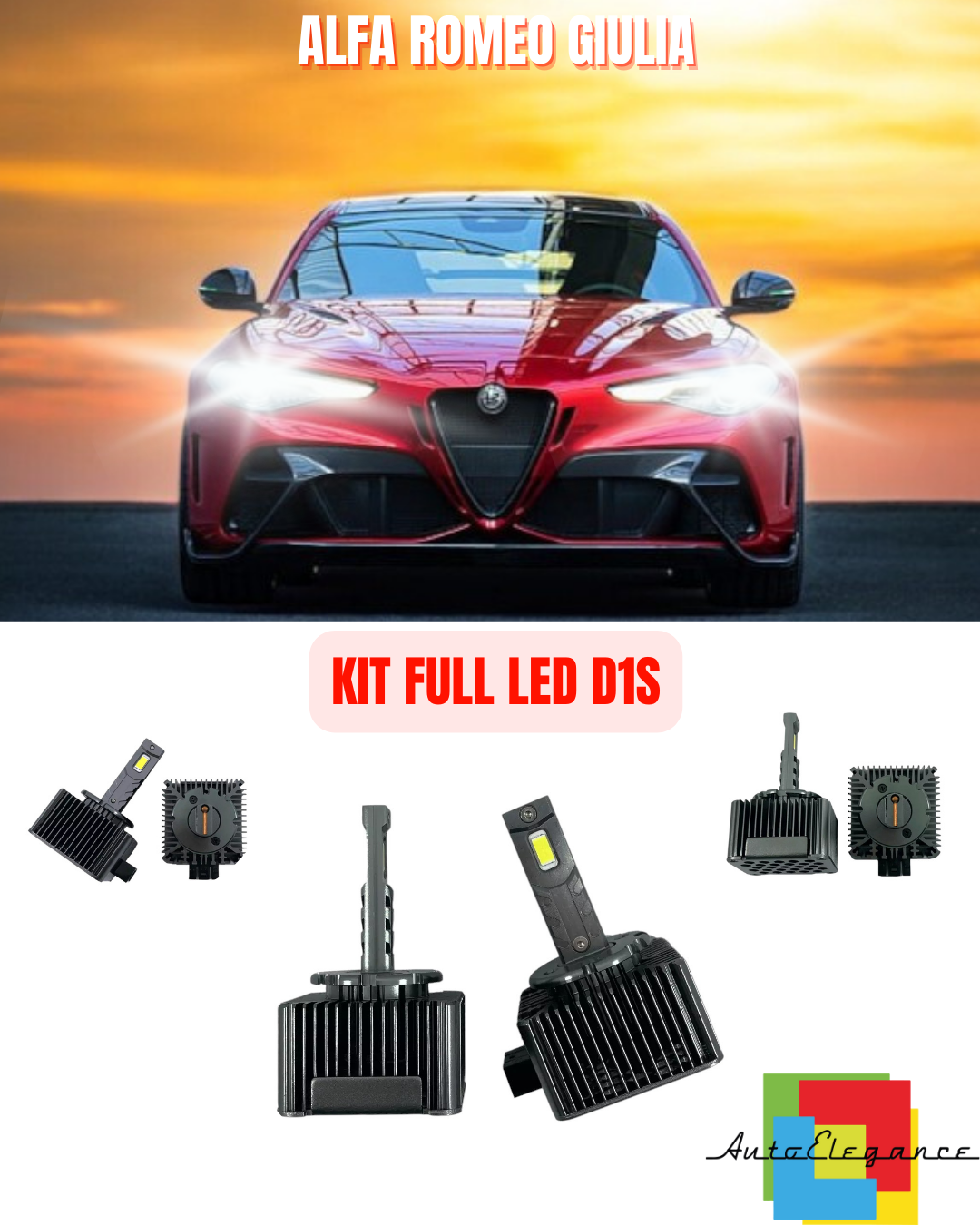 ⭐KIT LED LAMPADE ANABBAGLIANTI D1S LED 6000K ADATTO PER ALFA ROMEO GIULIA ⭐