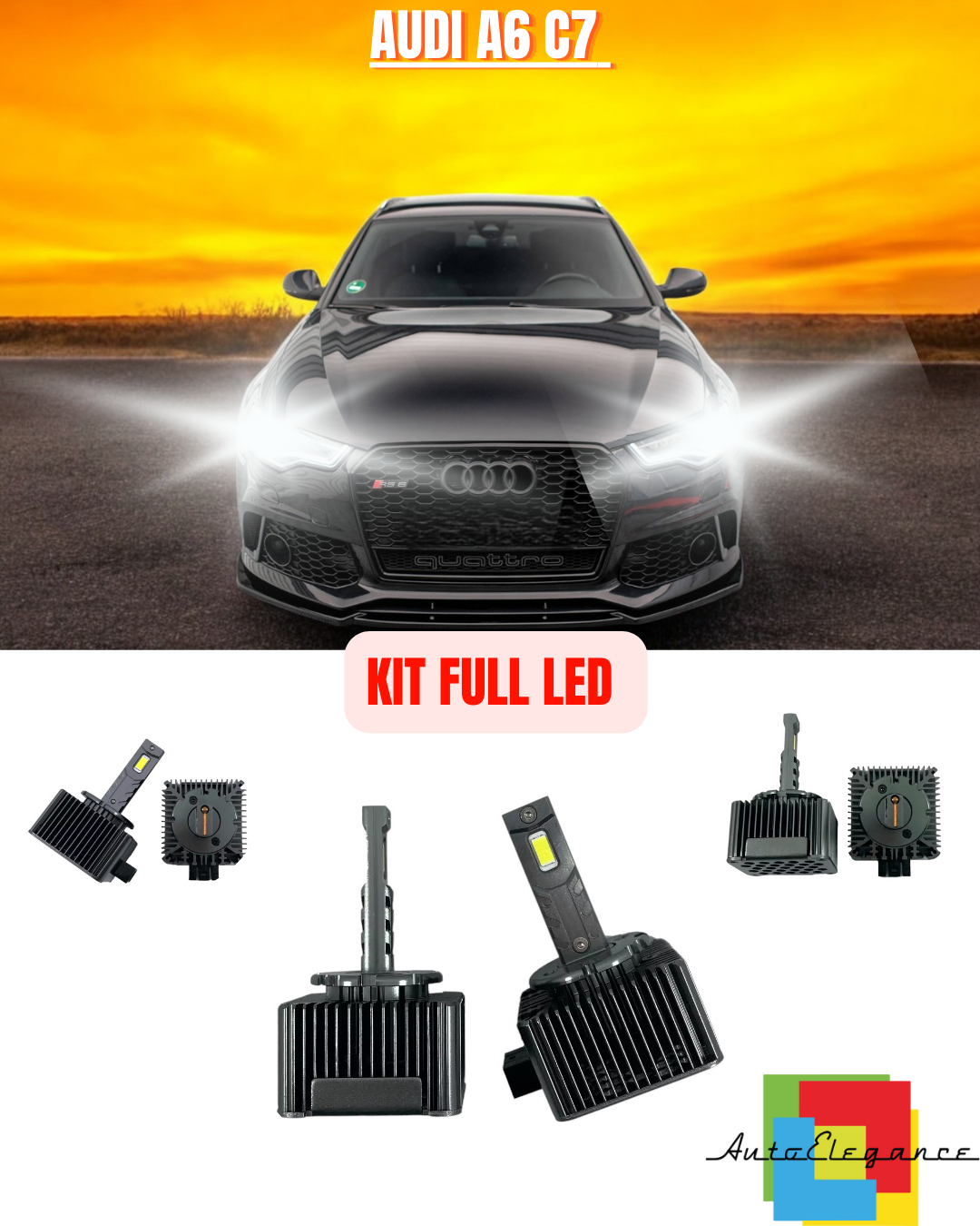 ⭐KIT LED LAMPADE ANABBAGLIANTI D5S LED 6000K ADATTO PER AUDI A6 C7 ⭐