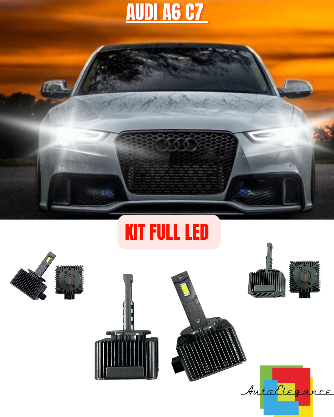 ⭐KIT LED LAMPADE ANABBAGLIANTI D1S LED 6000K ADATTO PER AUDI A6 C7 ⭐