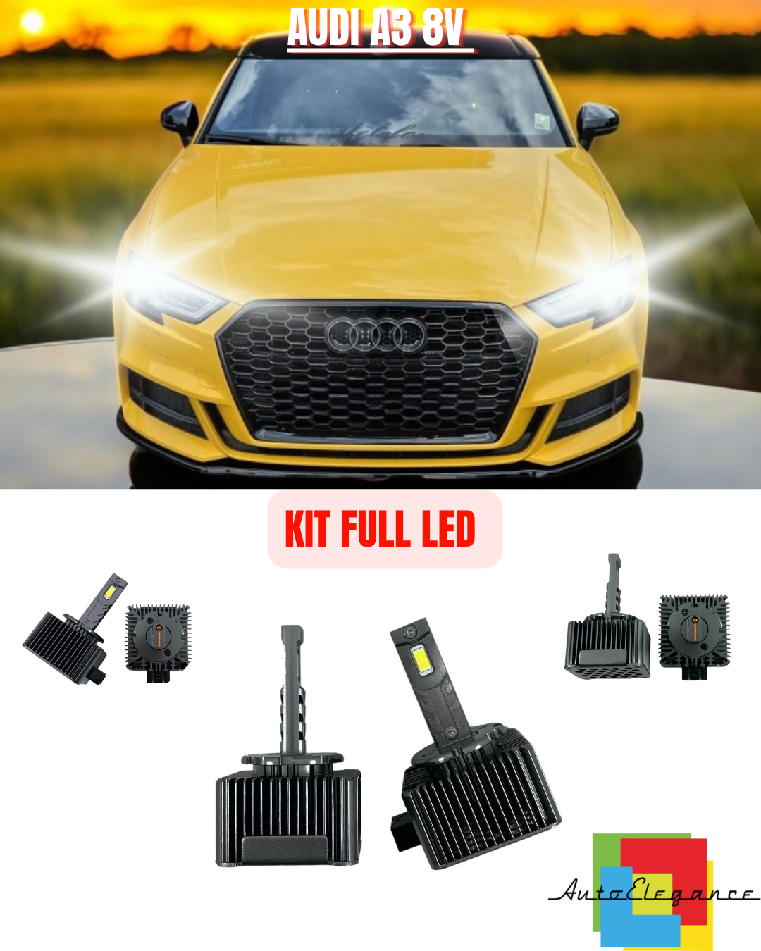 ⭐ KIT LED LAMPADE ANABBAGLIANTI D5S LED 6000K ADATTO PER AUDI A3 8V ⭐