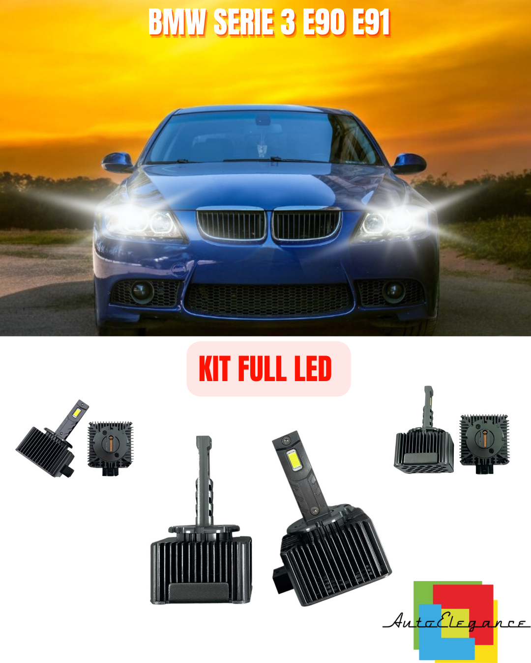 ⭐KIT LED LAMPADE ANABBAGLIANTI D1S LED 6000K ADATTO PER BMW SERIE 3 E90 E91 ⭐