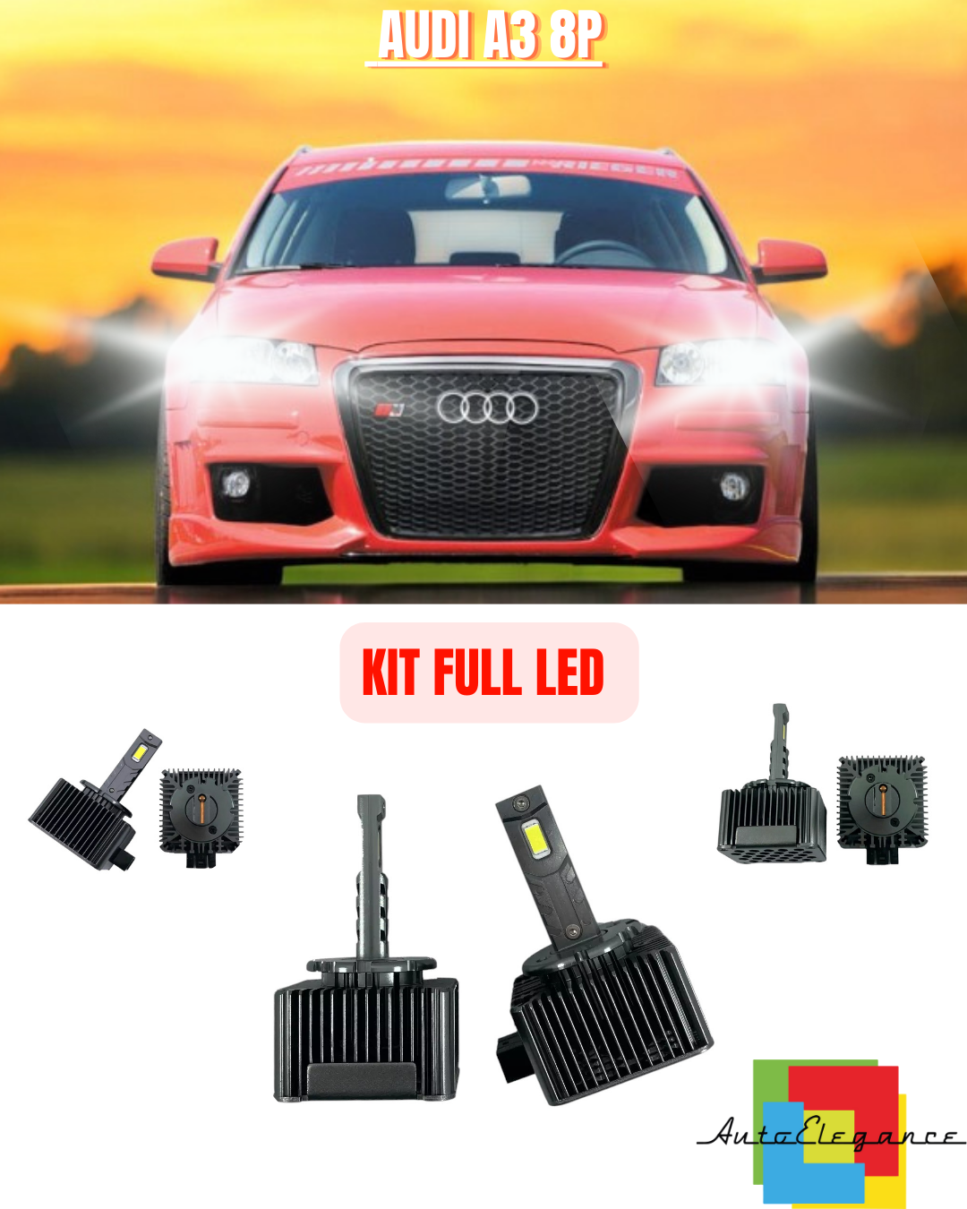 ⭐KIT LED LAMPADE ANABBAGLIANTI D3S LED 6000K ADATTO PER AUDI A3 8P ⭐