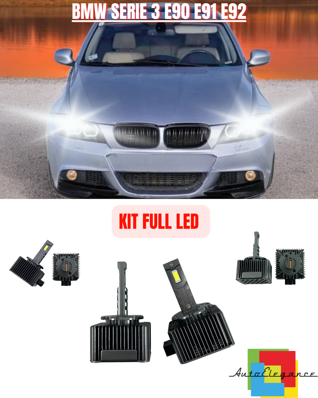 ⭐KIT LED LAMPADE ANABBAGLIANTI D1S LED 6000K ADATTO PER BMW SERIE 3 E90 E91 E92⭐