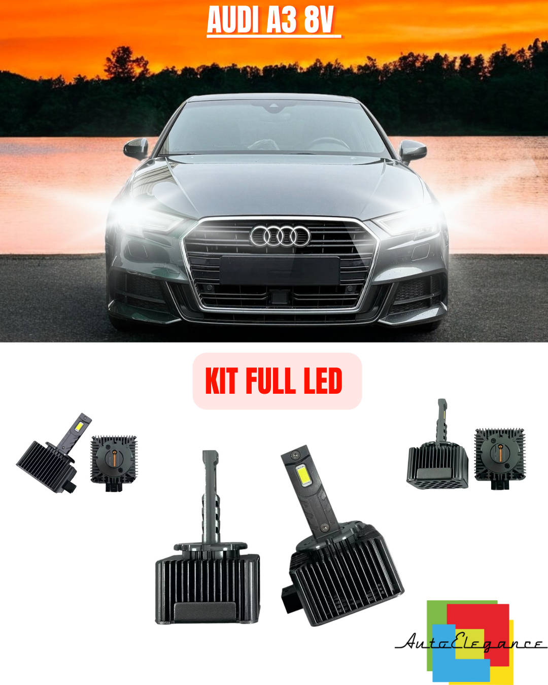 ⭐KIT LED LAMPADE ANABBAGLIANTI D3S LED 6000K ADATTO PER AUDI A3 8V ⭐