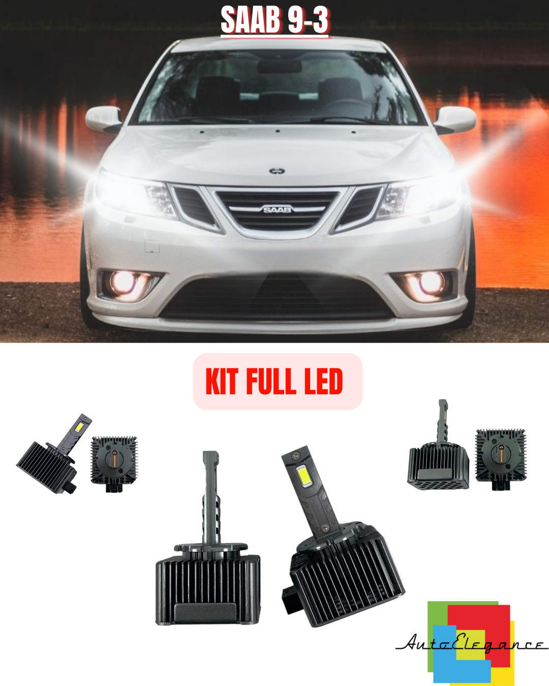 ⭐KIT LED LAMPADE ANABBAGLIANTI D1S LED 6000K ADATTO PER SAAB 9-3⭐