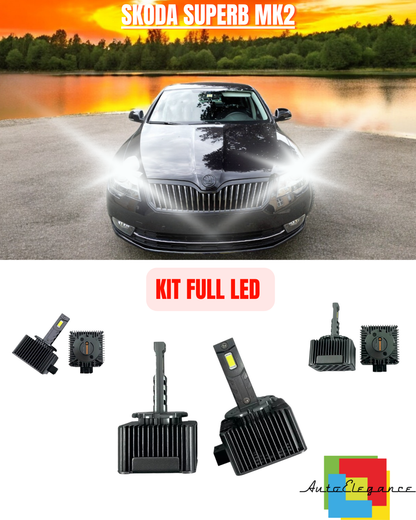 💕 KIT LED LAMPADE ANABBAGLIANTI D3S LED 6000K ADATTO PER SKODA SUPERB MK2 💕
