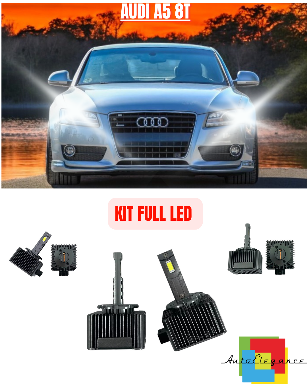 💕 KIT LED LAMPADE ANABBAGLIANTI D3S LED 6000K ADATTO PER AUDI A5 8T 💕