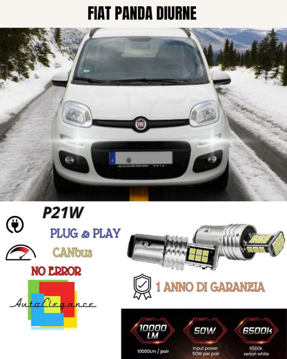 😍COPPIA LUCI DIURNE DRL 24 LED P21W BAY15D CANBUS😍FIAT PANDA 3 6000K NO ERROR
