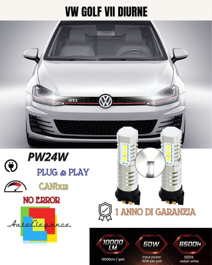 😍COPPIA LAMPADE DIURNE DRL10 LED PW24W CANBUS😍VW GOLF VII TIGUAN 6000K AUDI Q2