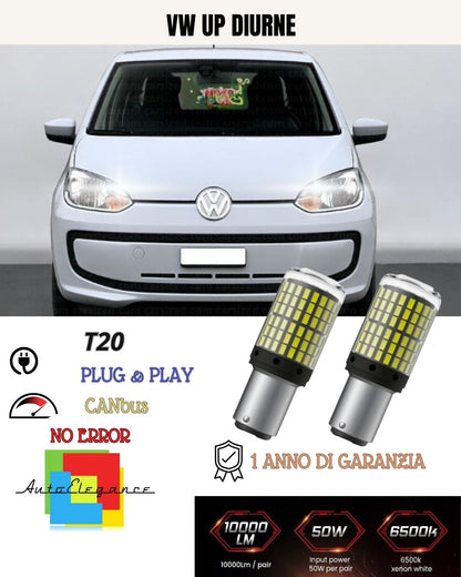 😍COPPIA LUCI DIURNE DRL LED T20 CANBUS 🥰 VW UP 6000K BIANCO 100% NO ERROR🥰