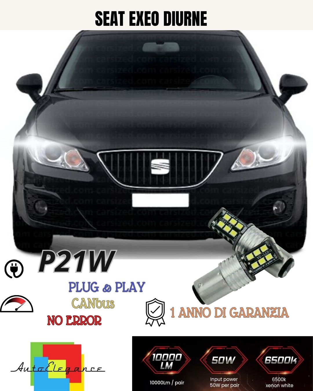 😍❤️PAIR OF DAYTIME LIGHTS DRL 15 LED P21W BA15S CANBUS😍 SEAT EXEO 6000K 100%😍❤️