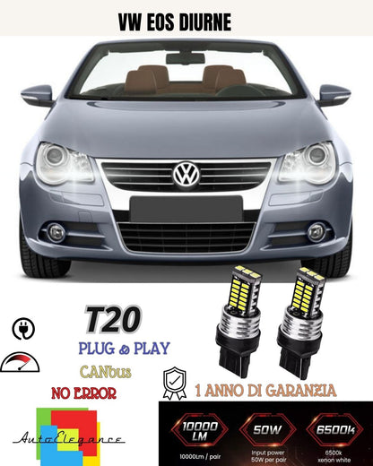 😍😍PAIR OF DAYTIME LIGHTS DRL 15 LED T20 W21W CANBUS❤️ VW EOS MK2 II ❤️6000K😍
