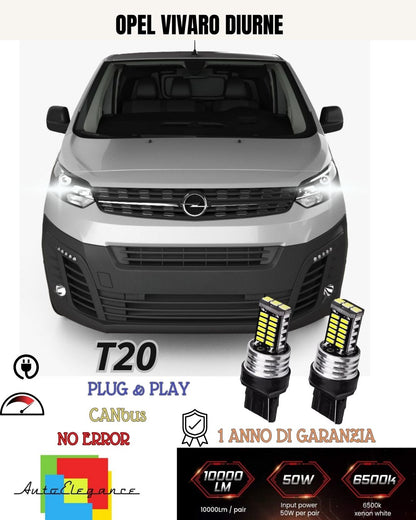 ❤️COPPIA LUCI DIURNE DRL 15 LED T20 CANBUS❤️ OPEL VIVARO❤️ C 6000K NO AVARIA❤️