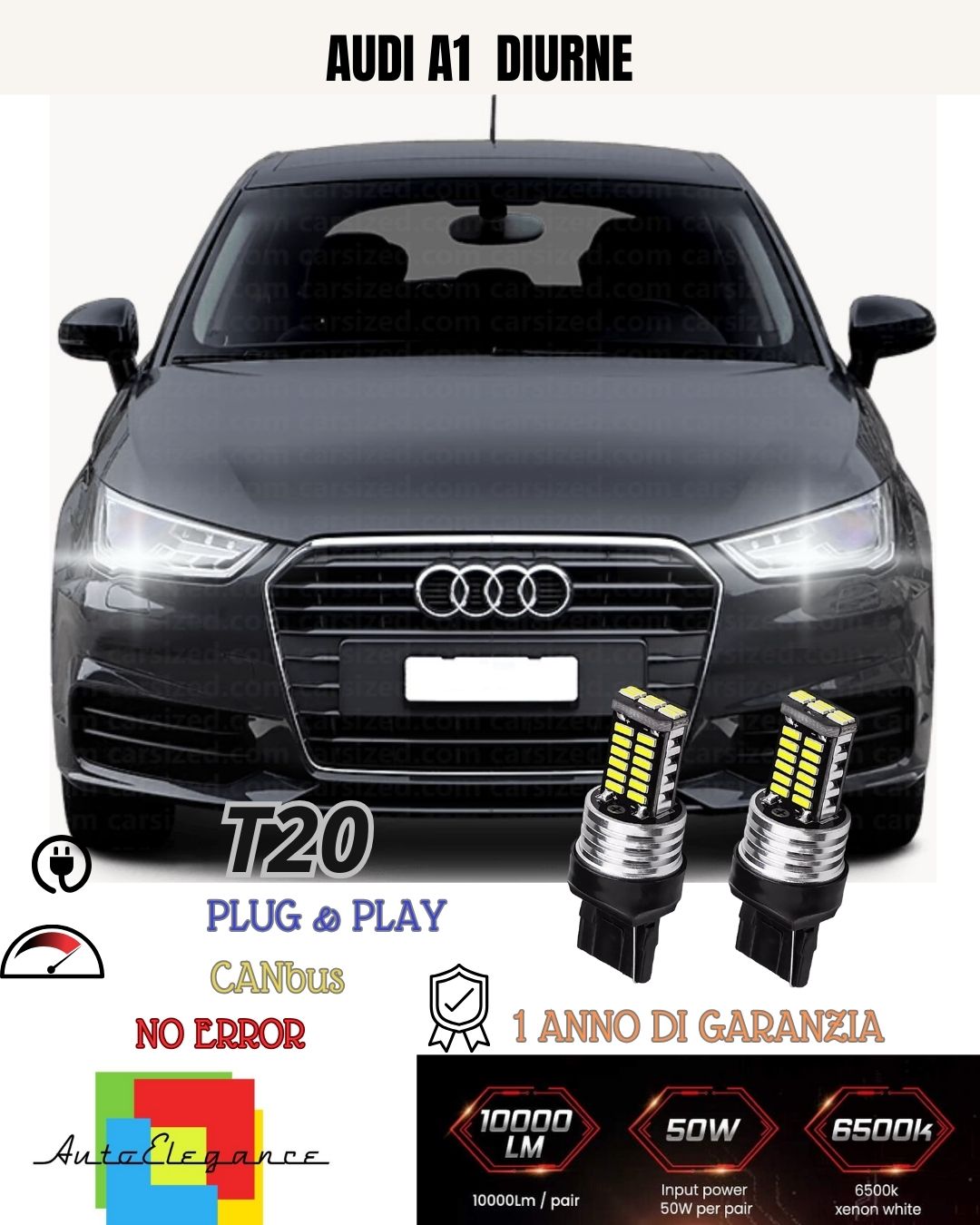 ❤️❤️DAYLIGHT BULBS DRL 15 LED T20 CANBUS❤️ AUDI A1 ❤️PRE-RESTYLING 6000K❤️