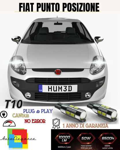 ❤️‍🔥COPPIA LUCI DI POSIZIONE 10 LED FIAT PUNTO EVO T10 W5W CANBUS ULTRALUMINOSI