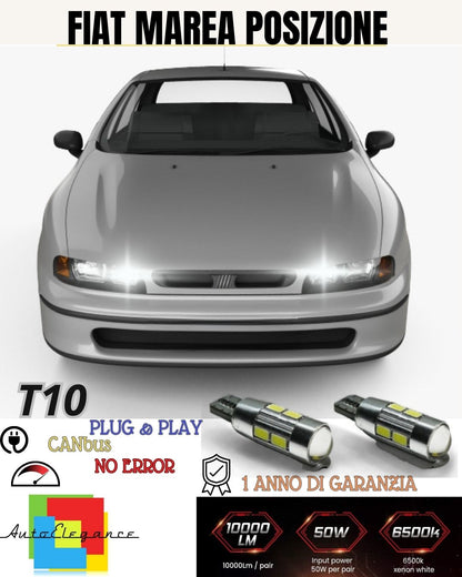 COPPIA LUCI POSIZIONE 10 LED PER FIAT MAREA T10 W5W CANBUS NO AVARIA LUCI 6000K