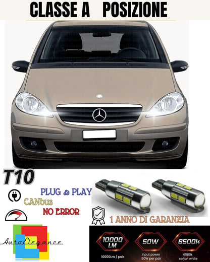 COPPIA LUCI DI POSIZIONE 10 LED🔥MERCEDES CLASSE A W169 CANBUS NO ERRORE 440 LM