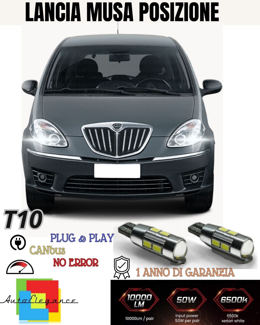 😍😍COPPIA LUCI DI POSIZIONE 10 LED🔥LANCIA MUSA 🔥T10 W5W CANBUS ULTRALUMINOSI