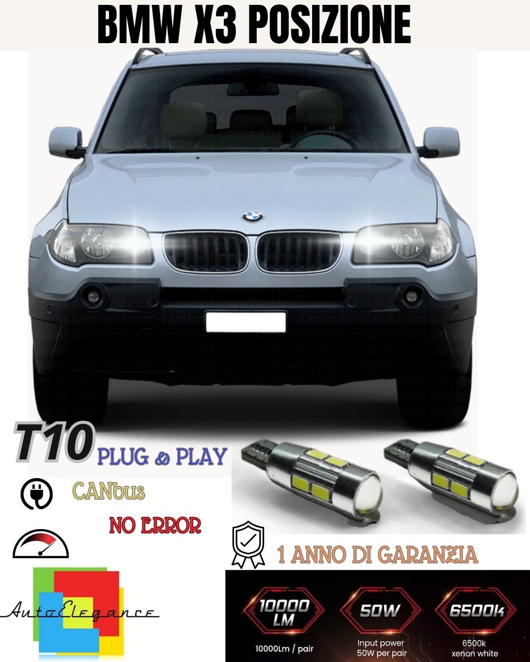 ❤️❤PAIR OF POSITION LIGHTS 10 LED BMW X3 E83 CANBUS 6000K WHITE 100% NO ERROR