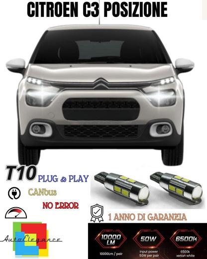 PAIR OF POSITION LIGHTS 10 LED FOR CITROEN C3 2nd SERIES T10 W5W CANBUS NO ERROR