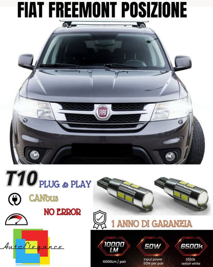 😍COPPIA LUCI POSIZIONE 10 LED FIAT FREEMONT T10 W5W CANBUS NO AVARIA 440 LUMEN