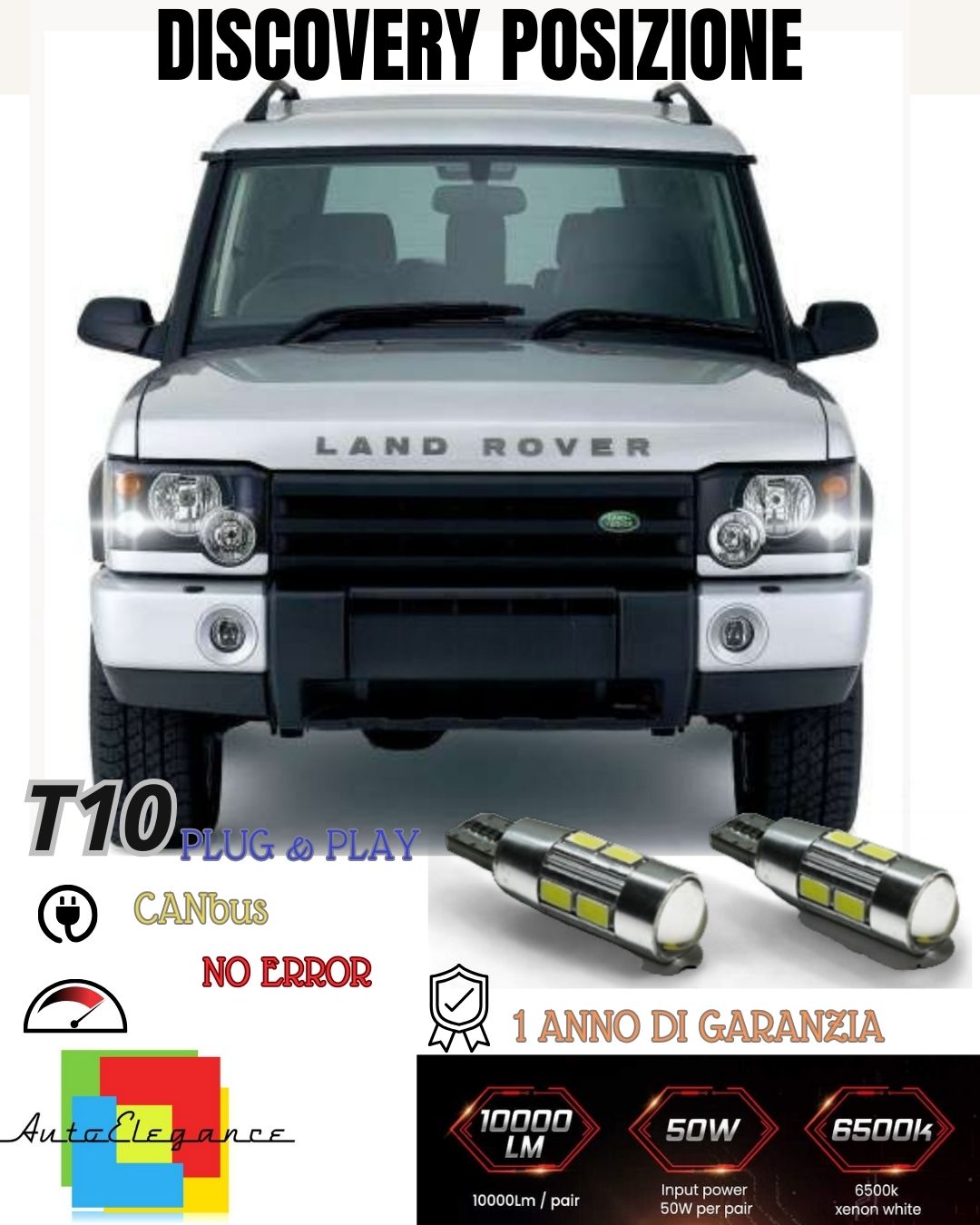COPPIA LUCI POSIZIONE 10 LED🔥🔥LAND ROVER DISCOVERY 2🔥🔥T10 W5W CANBUS 6000K