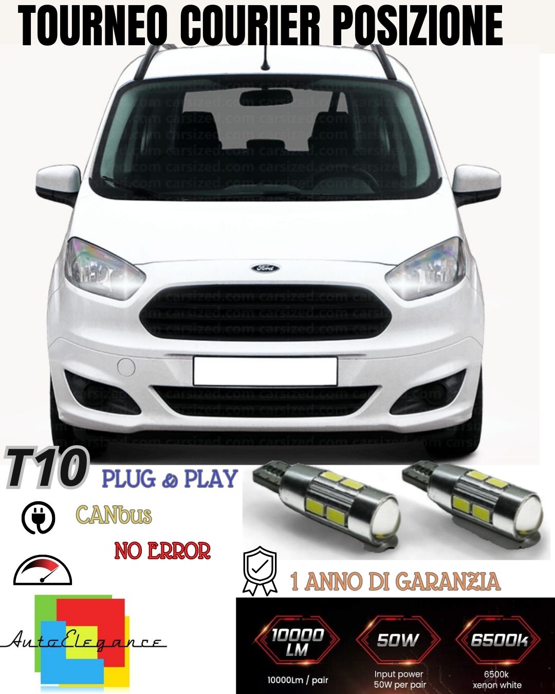 🔥🔥COPPIA LUCI POSIZIONE 10 LED🔥🔥FORD TOURNEO COURIER🔥🔥T10 W5W CANBUS 6000K