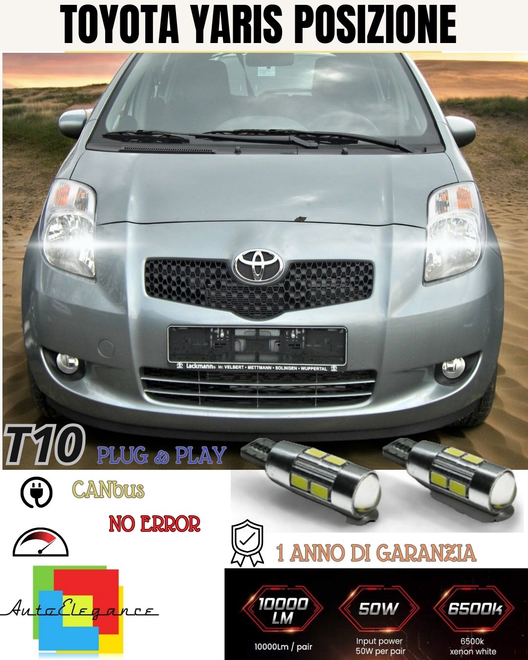 😎😎PAIR OF POSITION LIGHTS 10 LED 🔥🔥 TOYOTA YARIS 🔥🔥MK2 T10 W5W CANBUS 6000K