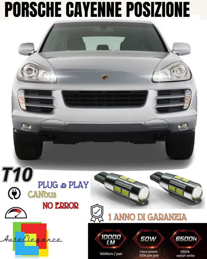 COPPIA LUCI POSIZIONE 10 LED PER PORSCHE CAYENNE T10 W5W CANBUS 100% NO ERRORE