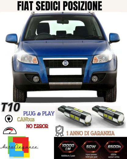 😍😍COPPIA LUCI POSIZIONE 10 LED FIAT SEDICI 16 T10 W5W CANBUS NO AVARIA BIANCO