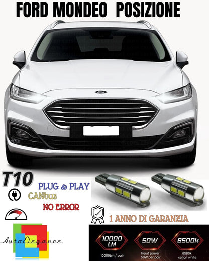 😍😍COPPIA LUCI POSIZIONE A 10 LED  FORD MONDEO MK3 T10 W5W CANBUS 100% NO ERROR