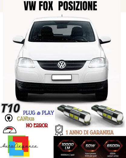 😎😎COPPIA LUCI POSIZIONE 10 LED🔥🔥 VOLKSWAGEN FOX 🔥🔥T10 W5W CANBUS 6000K🔥🔥