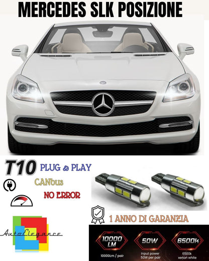 😎😎COPPIA LUCI POSIZIONE 10 LED MERCEDES SLK T10 W5W CANBUS 100% NO ERRORE😎😎