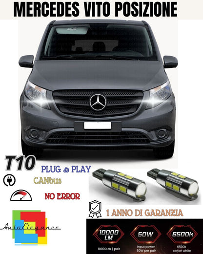 COPPIA LUCI DI POSIZIONE A LED MERCEDES VITO W639 FINO A 2010 T10 CANBUS 6000K