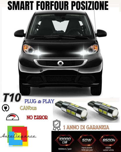 COPPIA LUCI POSIZIONE 10 LED🔥🔥SMART FORFOUR 🔥🔥T10 W5W CANBUS 100% NO ERRORE