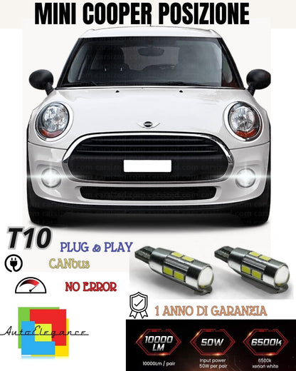 😎COPPIA LUCI POSIZIONE 10 LED🔥 MINI COOPER 🔥F55 F56 F57 T10 W5W CANBUS 6000K