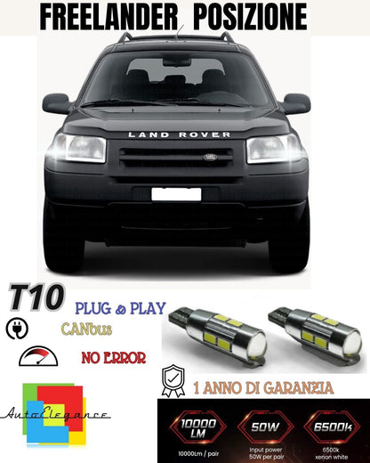 COPPIA LUCI POSIZIONE 10 LED PER LAND ROVER FREELANDER 1 RESTYLING T10 W5W 6000K