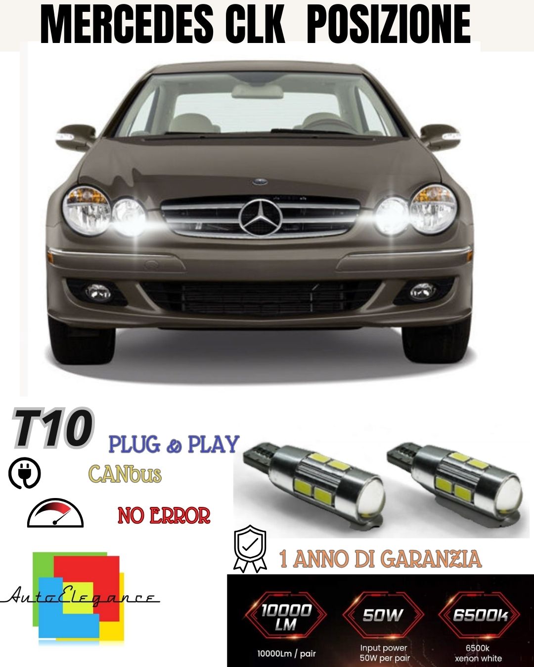 😎😎PAIR OF POSITION LIGHTS 10 LED MERCEDES CLK W209 T10 W5W CANBUS NO ERROR😎😎