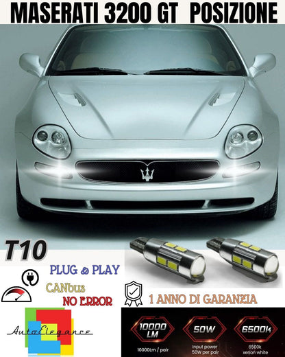 😎😎COPPIA LUCI POSIZIONE 10 LED 🔥🔥MASERATI 3200 GT 🔥🔥T10 W5W CANBUS 6000K