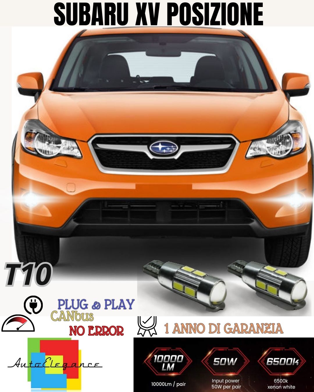 😎PAIR OF POSITION LIGHTS 10 LED 🔥🔥SUBARU XV🔥🔥 T10 W5W CANBUS NO ERROR 6000K