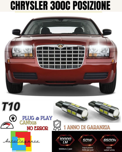 😍😍😍😍COPPIA LUCI POSIZIONE 10 LED CHRYSLER 300C T10 W5W CANBUS 100% NO ERRORE
