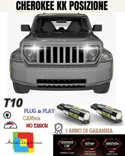 🔥🔥COPPIA LUCI POSIZIONE 10 LED JEEP CHEROKEE KK T10 W5W CANBUS 6000K NO AVARIA